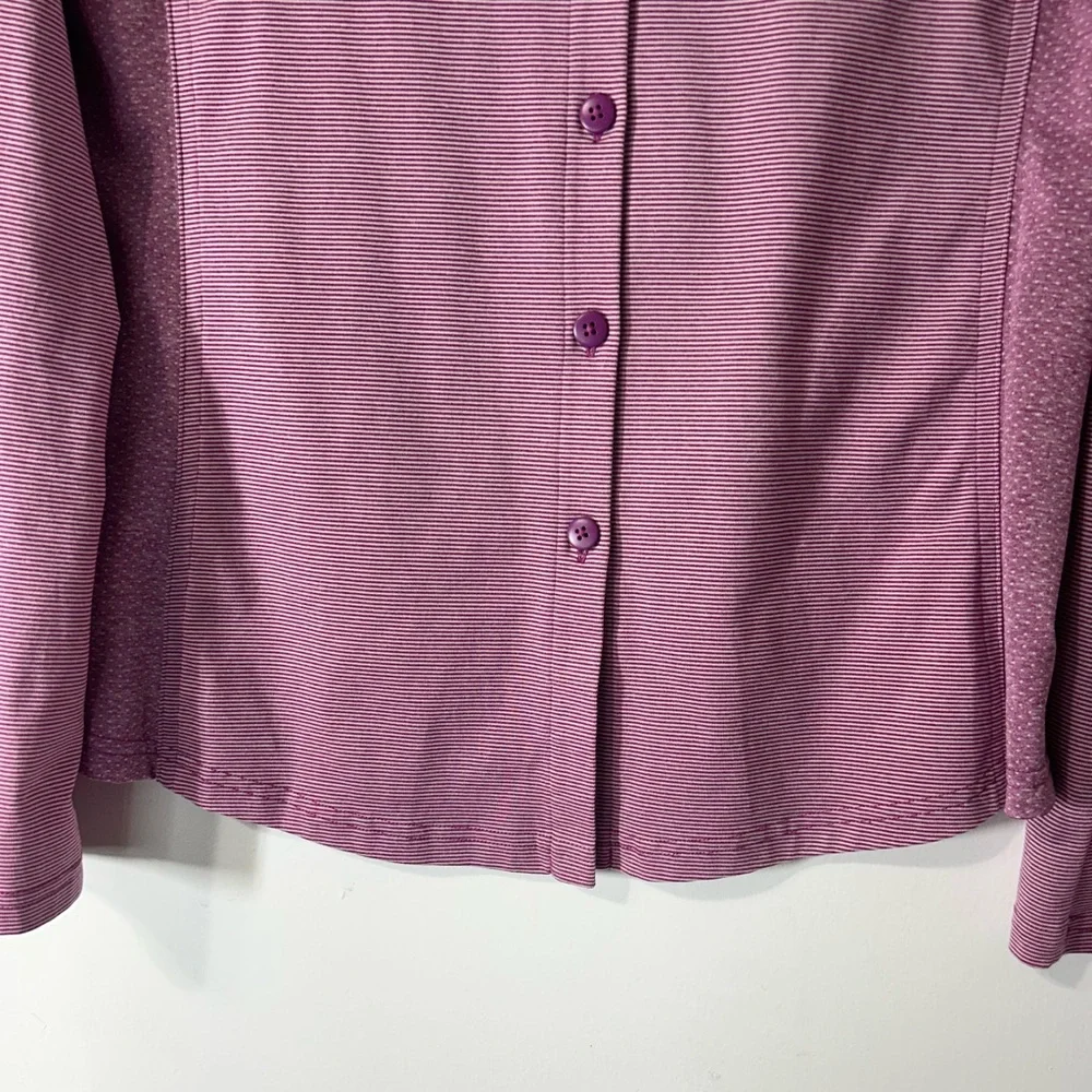 Prana Kinley in Vivid Viola Pinstripe Outdoor Shirt Top Long Sleeve Stretch Sz M - Picture 6 of 14